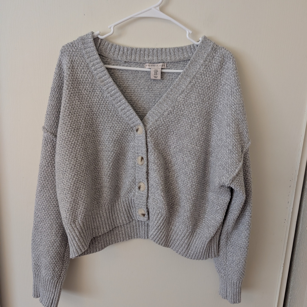 Sincerely Jules Womens Medium Gray Cardigan Pants Set Loungewear Cozy Travel - Picture 2 of 7